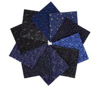 Blue Black Starry Sky Fat Quarters Fabric Bundles 10Pcs 25x25cm 100 Cotton Digital Print Quilting Sewing Patchwork DIY