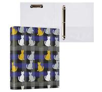 Blue Black Strap Cat Print 1 and 1/2 Inch Notebook Binder 3 Rings With Inner Pockets 1/2 Pack Various Binder 200 Sheets