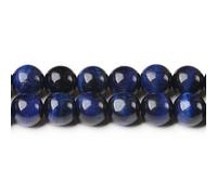 Blue/Black Tiger Eye Beads Plain Round 6mm Strand Of 60+