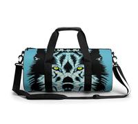 Blue Black Wolf Sport Duffel Bag Gym Bag Weekend Overnight Bag for Travel Camping Hiking Beach 45x23x23cm