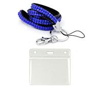 Blue Bling Diamante Rhinestone (Breakaway) Lanyards with ID Pocket Pouch Size (60x90mm)