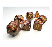 Blue Blood Scarab Mini Dice with Gold Colored Numbers 10mm (3/8in) Set of 7 Chessex