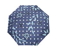 Blue Blossom Spot Automatic Foldable Umbrella UV Protection Auto Open Close Folding Sun Blocking Umbrellas for Travel Women Boys Girls