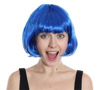 Blue Bob Wig I Love Fancy Dress Blue 6 Pack