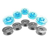 Blue Bobbins and Metal Bobbins for Pfaff 6110, 6112, 6120, 6122, 6122 Stretch & Jeans Sewing Machines, Pack of 10
