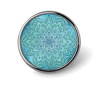 Blue Bohemian Pattern Lapel Pins Metal Pin Badge Personalized Pinback Button Badges Classic Round Badge Recognition Enamel Lapel Pin for Jackets, Backpacks, Bags