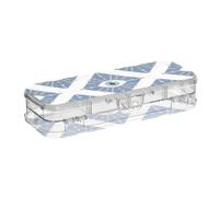 Blue Boho Style Eyes Pattern Designed Clear Pencils Box Double Layer Storage Pens Case For School With Snap-Tight Lid