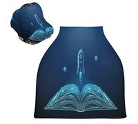 Blue Book Flying Rocket Stars Planets Stretchy Baby Car Seat Cover,Canopy Nursing Covers,Soft Breathable Windproof Scarf Changepad for Winter Infant Breastfeeding Boys