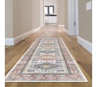 Blue Bordered Floral Rug For Bedroom, & Living Room, 7mm Thick Stain-Resistant Traditional Rug - 160Cm X 230Cm