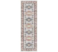 Blue Bordered Floral Rug For Bedroom, & Living Room, 7mm Thick Stain-Resistant Traditional Rug - 60Cm X 180Cm (Runner)
