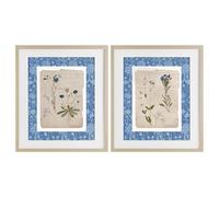 'Blue Botanical Herbs'| 2pc Framed Print Under Glass Set