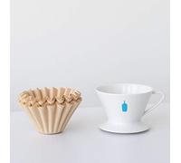 Blue Bottle Ceramic Coffee Dripper and Bamboo Filters for Pour Over