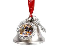 Blue Bouquet Porcelain Christmas Jingle Bells Tree Hanging Ornament Xmas Bell Pendant Party Festival Decor Wing Bell