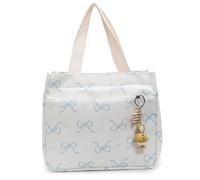 Blue Bow Lunch Box Cute Portable Lunch Bag with Bow Design Lightweight Insulated Lunchbox for Women Office Work Picnic Travel and Daily Use