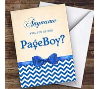 Blue Bowtie Will You Be My Page Boy Personalised Greetings Wedding Card | Wedding Card | Will You Be
