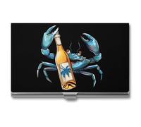 Blue Brew Crab Business Card Holder Metal Wallet Credit Card ID Case for Men Women
