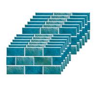 Blue Brick Tile Stickers for Bathroom Kitchen Waterproof Vinyl Stick on Tiles Backsplash Self Adhesives Wall Tile Transfers Peel and Stick Tile Decals for Living Room - 30x15cm (12 Sheets)