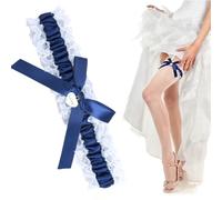 Blue Bride Garter, Bridal Wedding Garter Gift, Bridal Blue Lace Wedding Garter with Ribbon Bow, Symbol of Love and Faithfulness, Suitable Thigh Circumference of Approx. 35 cm to 60 cm