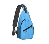 Blue Bright Wood Grain Print Sling Bag for Men Women, Crossbody Bags Chest Bag Daypack Sling Backpack for Travel Hiking