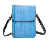 Blue Bright Wood Grain Print Small Crossbody Bags for Women, Small Purses Leather Cell Phone Cross Body Bag
