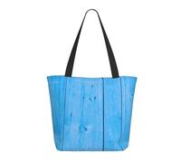 Blue Bright Wood Grain Print Tote Bag for Women, Large Shoulder Tote Bag with Zipper, Handbags for Work Travel