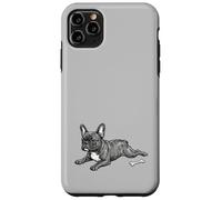 Blue Brindle Frenchie Frog Pose Canine Line Art Case for iPhone 11 Pro Max