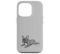 Blue Brindle Frenchie Frog Pose Canine Line Art Case for iPhone 13 Pro