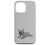 Blue Brindle Frenchie Frog Pose Canine Line Art Case for iPhone 13 Pro Max