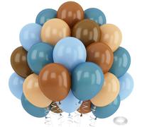 Blue Brown Balloons 12inch Dusty Blue Tan Balloon Bear Theme Baby Shower Decorations Boys Neutral Birthday Coffee Brown Beige Nude Latex Helium Balloon for Arch Wedding Party Supplies
