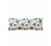 Blue Brown Spring Floral Body Pillow Cover 20 x 54 Inch Decorative Pillow Cover Summer Botanical Farmhouse Lumbar Pillowcase Seasonal Rectangle Cushion Case for Couch Sofa Bed Living Room