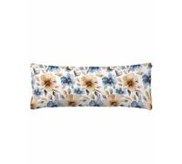 Blue Brown Spring Floral Body Pillow Cover 20 x 54 Inch Decorative Pillow Cover Summer Botanical Rustic Lumbar Pillowcase Seasonal Rectangle Cushion Case for Couch Sofa Bed Living Room