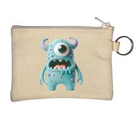 Blue Bubble Cyclops Monster Key Chain Coin Purse Beige