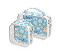 Blue Bubble Sharks Toiletry Bag Men TSA Approved Reusable Clear Makeup Bag Airport Airline Compliant