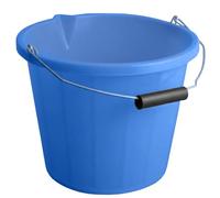 Blue Builders Bucket 14 Litre - 3 Gallon Capacity Plastic Bucket with Built-In Spout, Durable Car Wash Bucket, Multifunctional with Metal Handle, Perfect for Home, Garden and Commercial Use