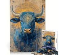 Blue Bull Mandala Jigsaw Puzzles for Adults1000 Pieces Thought Training Restful Escape Uniform Cut Merry Gift (38X26CM)