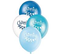 Blue Bunting Christening Latex Balloons (30cm) Pack of 8 - Ideal for Baby Baptism, Dedication & Celebration Events