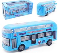 Blue Bus Toy Double Decker Bus City Tourist Diecast , Scale Pull-Back Model City Car Toy for Kids Alloy Diecast Toy Vehicles Metal Die Cast Free Wheeling Action Model Birthday Gifts for Kids -Blue