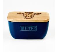 Selbrae House Ceramic Blue Butter Dish - Jersey Cow, Blue