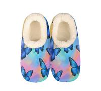 Blue Butterflies Animals Slippers for Women Slipper Socks Soft House Slippers Shoes for Bedroom Indoor, Winter Cozy Christmas Gifts