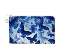 Blue Butterflies Coin Purse with Zipper Coin Wallet Coin Pouch Canvas Change Purse Pouch Zero Wallet Coin Bag