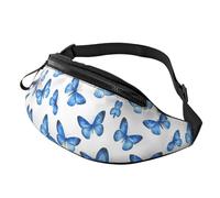 Blue Butterflies Crossbody Bag Butterfly Hands-Free Bag Watercolor Butterfly Fanny Pack Campers 14X35CM