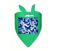 Blue Butterflies Dog Bandana, Classic Plaid Dog Bandanas for Small Medium Large Dogs, Adjustable Washable Cotton Pet Scarf, Reversible Triangle Bibs for Puppy Dogs Cats Birthday Party Daily Wear