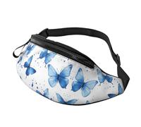 Blue Butterflies Fanny Pack Butterfly Crossbody Bag Watercolor Butterfly Hands-Free Bag City Explorers 14X35CM