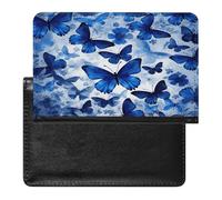 Blue Butterflies Passport Holder Passport Wallet Document Organizer Protector PU Leather Card Slot Travel Accessories