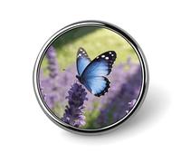 Blue Butterflies Perch in Fragrance Button Pin Personalized Metal Lapel Pins Badges Classic Round Brooch Pin Novelty Unique Enamel Pins Cute Funny Pinback Button Badge for Jackets Backpacks Bags Coat