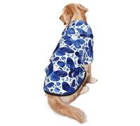 Blue Butterflies Print Dog Hoodie For Medium To Large Dogs, Warm, Soft, Breathable Sweatshirt, Easy To Wear Jumper For Winter And Fall, Pet Coat Pullover