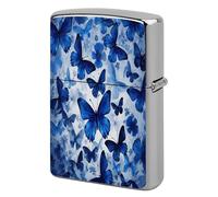 Blue Butterflies Print Metal Lighter Cover Case, Vintage Cool Lighter Housing Funny Lighters Sleeve for Zippo Men Dad Husband Gift Collect