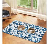 Blue Butterflies Print Pet Absorbent Leather Tablecloth Perfect for Dogs, Cats, and Other Pets