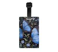 Blue Butterflies Print Waterproof Luggage Tags Cruise Ships Travel Essentials Backpack Suitcases Labels