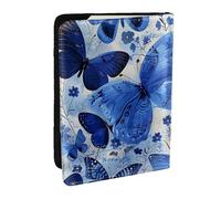 Blue Butterflies Printed Passport Holder - 6.5 x 4.5 Inch RFID Blocking Travel Wallet,Stylish Passport Cover,Lightweight Document Organizer for Cards